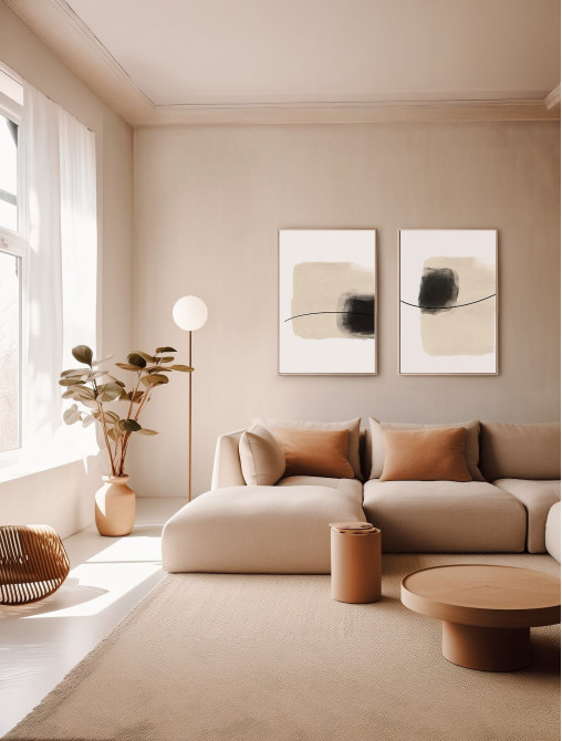 Neutral Abstract Wall Art Pair