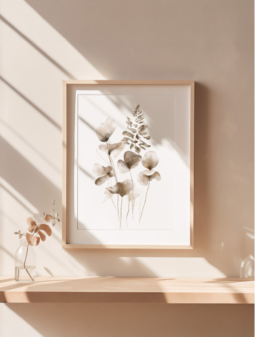 Beige Wildflowers Watercolor