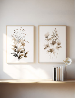 Sepia Botanical Duo Prints