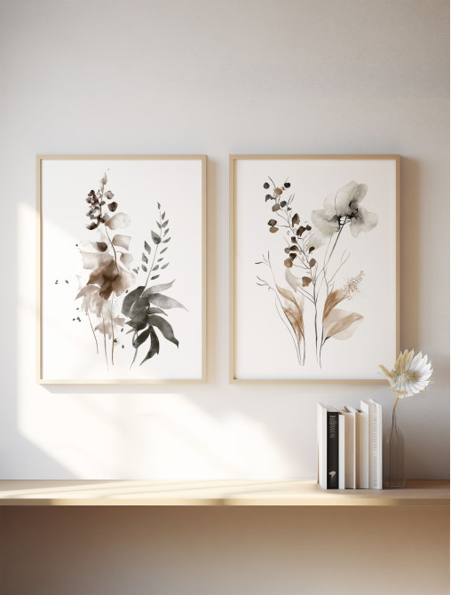 Sepia Botanical Prints Set