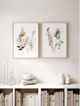 Sepia Botanical Duo Prints