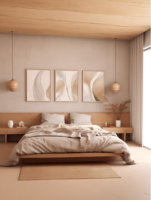 Beige Abstract Triptych Wall Art Set of 3