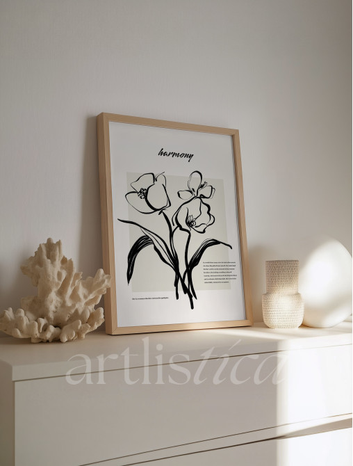 Harmony Floral Quote Wall Art Print