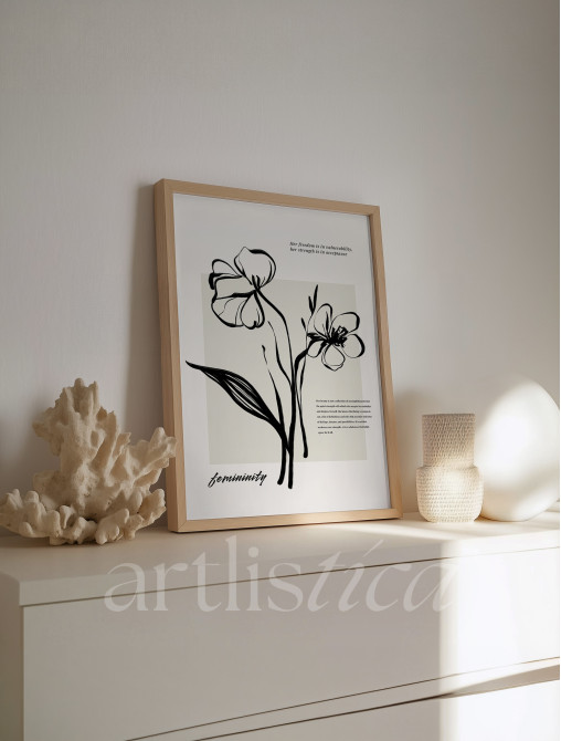 Femininity Floral Line Art Print