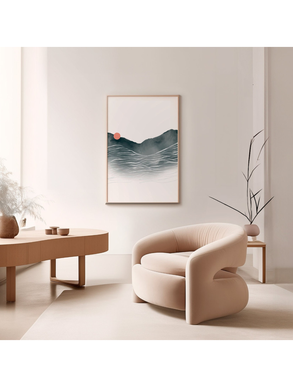 Japanese Wave Print with Sun